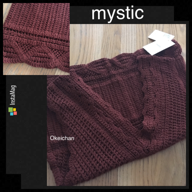 mystic(ミスティック)の1度使用しました☆クロシェ編みVネックニット ブラウン レディースのトップス(ニット/セーター)の商品写真