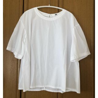 ユニクロ(UNIQLO)のユニクロ  エクストラファイン コットンフレアブラウス  L(シャツ/ブラウス(半袖/袖なし))