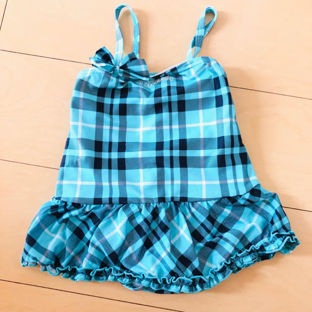 水着 チェック柄 リボン キッズ/ベビー/マタニティのキッズ服女の子用(90cm~)(水着)の商品写真