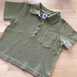 プチバトー(PETIT BATEAU)の美品 プチバトー 鹿の子 ポロシャツ カーキ 90 95 3ant(Tシャツ/カットソー)