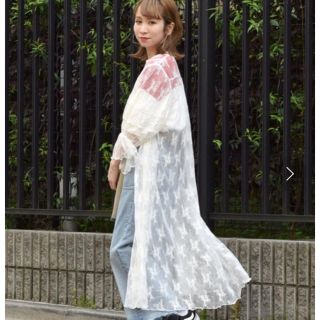 ダブルクローゼット(w closet)の花柄チュールボリューム袖レースガウン(ロングワンピース/マキシワンピース)