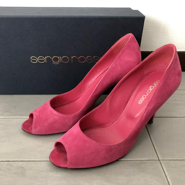 期間限定半額以下 SergiorossI オープントゥスウェードパンプス