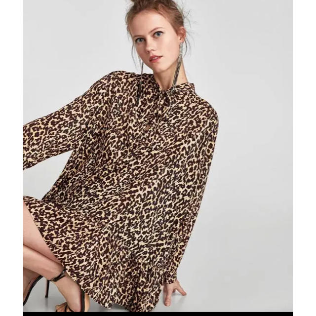 ZARA(ザラ)のZARA zara  ザラ レオパード柄 ミニワンピース 美品 レディースのワンピース(ミニワンピース)の商品写真