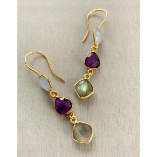 SALEライトブルー・アメジスト×ラブラドライトピアス(ピアス)