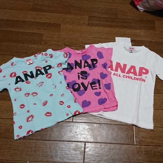 ANAP Kids(アナップキッズ)のANAP Tシャツセット キッズ/ベビー/マタニティのキッズ服女の子用(90cm~)(Tシャツ/カットソー)の商品写真