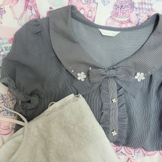 プライムパターン(PRIME PATTERN)の【8/31処分】ストライプブラウス♡半袖♡PRIME PATTERN(シャツ/ブラウス(半袖/袖なし))