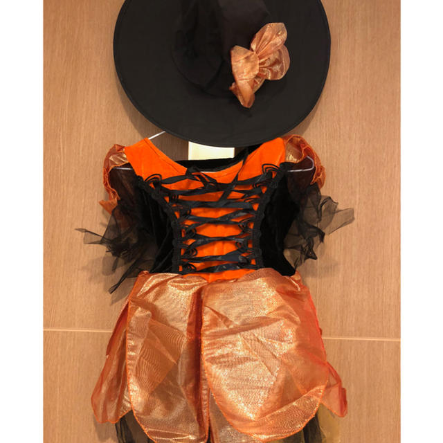 【早割特価】女の子 オレンジ 魔女 ハロウィン 衣装 【210】　2380 エンタメ/ホビーのコスプレ(衣装一式)の商品写真