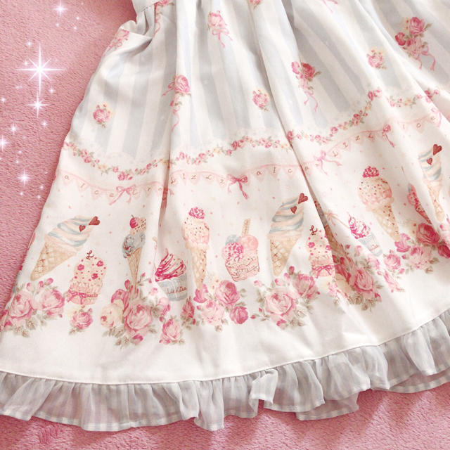 ☆リズリサLIZLISA☆シャツデザイン☆アイスクリーム柄ワンピース☆新品ブルー ☆リズリサLIZLISA☆シャツデザイン☆アイスクリーム柄ワンピース☆新品ブルー