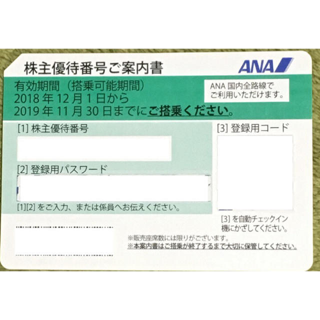 ANA株主優待券（11/30まで） チケットの優待券/割引券(その他)の商品写真