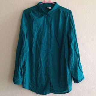 エイチアンドエム(H&M)のH&M ロング シャツ 緑 ゆったり(シャツ/ブラウス(長袖/七分))