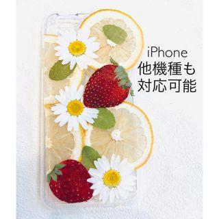 ハンドメイド iPhoneケース スマホケース 押し花 押しフルーツ(スマホケース)