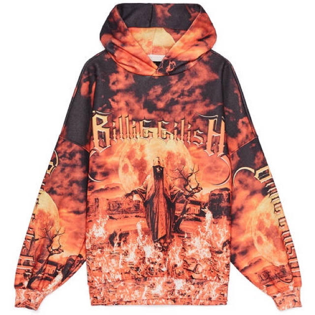 Bershka(ベルシュカ)のBillie Eilish x Bershka ファイヤープリント入りフーディ メンズのトップス(パーカー)の商品写真