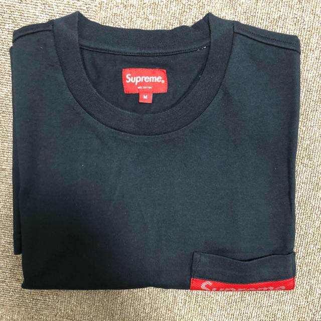 Supreme Mesh Stripe Pocket Tee Navy (M)-