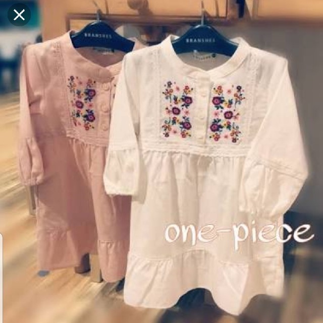 Branshes(ブランシェス)の美品★branshes 刺繍長袖ワンピ―ス90 キッズ/ベビー/マタニティのキッズ服女の子用(90cm~)(ワンピース)の商品写真