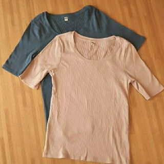 ユニクロ(UNIQLO)のgami999様専用★新品未使用！ユニクロ リブUネックT2枚(Tシャツ(半袖/袖なし))