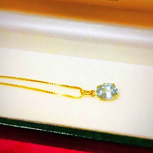 大粒2.90ct アクアマリン K18 ネックレス 【未使用】【刻印あり ...