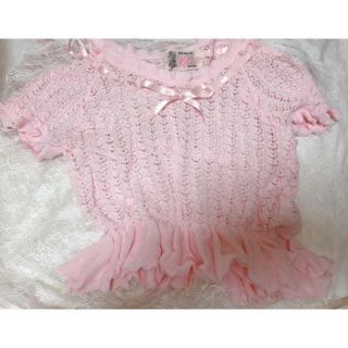 ケイティー(Katie)のkatie ニットトップス 半袖 BABYLOO pink(Tシャツ(半袖/袖なし))