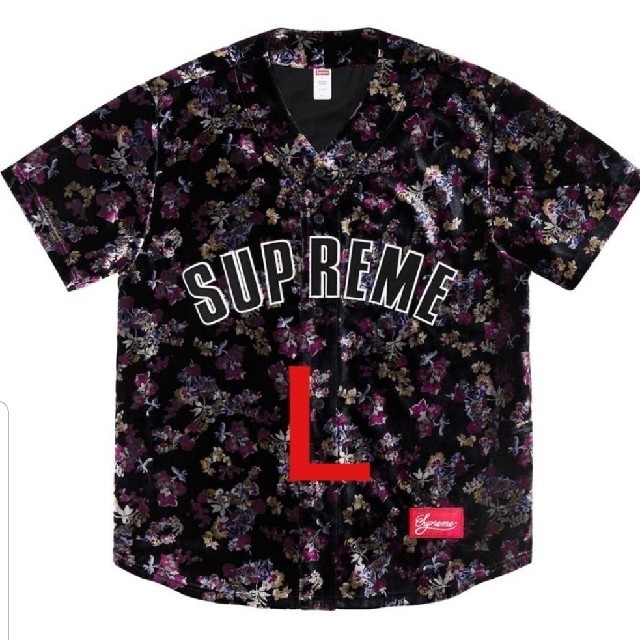 supreme floral velour baseball jersey L