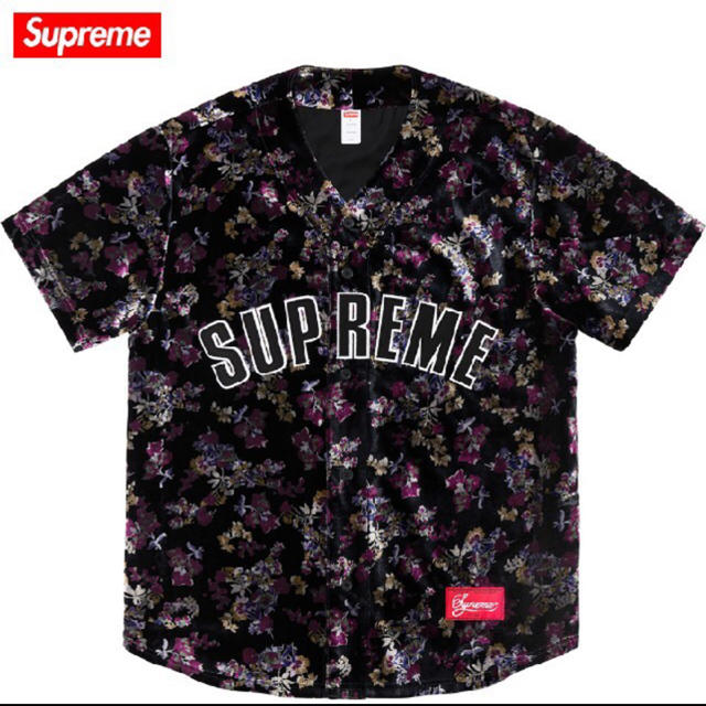 supreme 19aw FloralVelourBaseballJersey