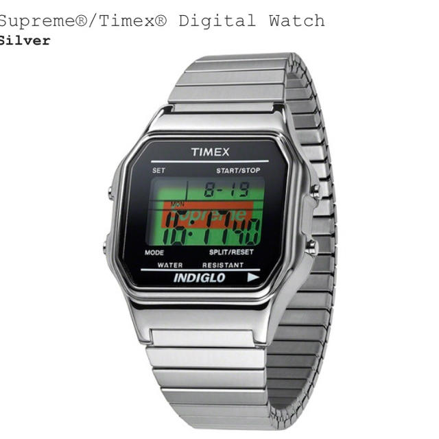 supreme timex シルバー 腕時計(デジタル)