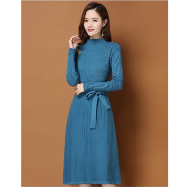 ニットワンピース 長袖 無地 ブルー ひざ丈 ウエストリボン付の通販 By Fujita S Shop ラクマ ニットワンピース 長袖 無地 ブルー ひざ丈 ウエストリボン付の通販 By Fujita S Shop ラクマ