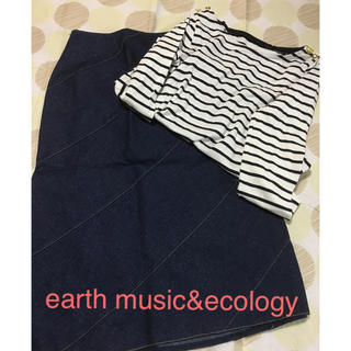 アースミュージックアンドエコロジー(earth music & ecology)のearth  ボーダーカットソー マリンタイプSサイズ(カットソー(長袖/七分))