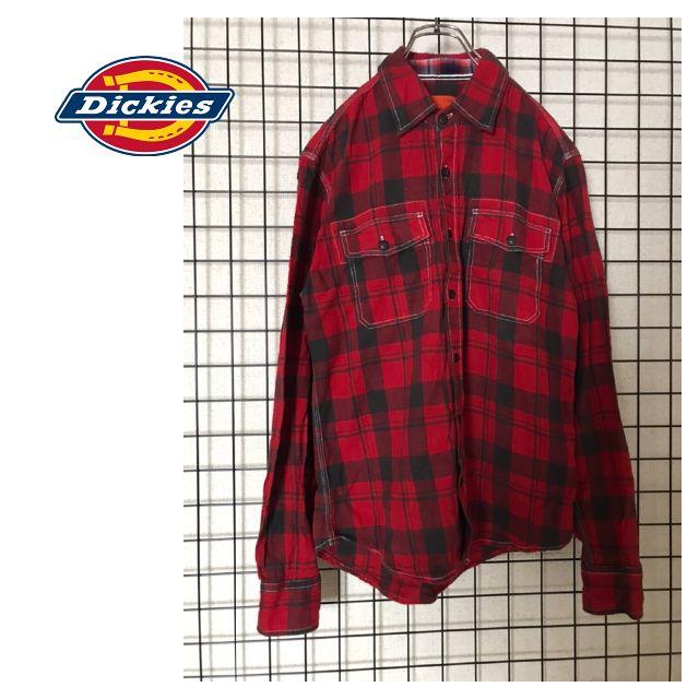 ディッキーズ Dickies チェック柄 長袖 プリントネルシャツ メンズL /eaa346824