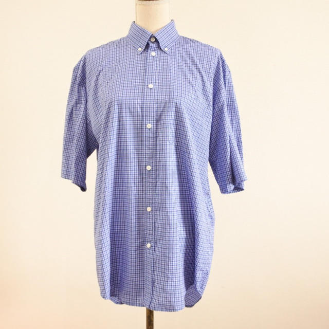 堅実な究極の Balenciaga - ブルー　37 バレンシアガBalenciaga：ロゴプリント　チェックシャツ Tシャツ+カットソー(半袖+袖なし)