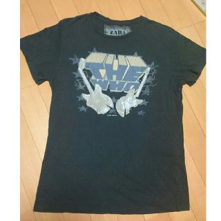 ザラ(ZARA)のZARA ギタープリントROCKTシャツ the who メンズM 古着(Tシャツ/カットソー(半袖/袖なし))