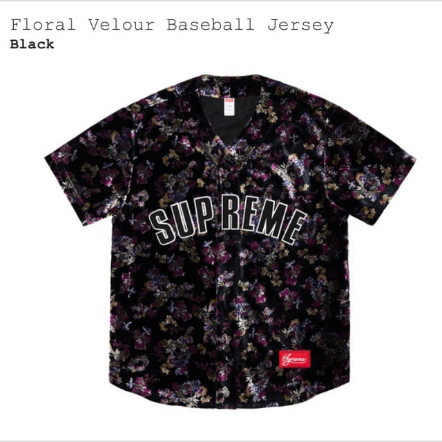 【L】Supreme Floral Velour Baseball Jersey