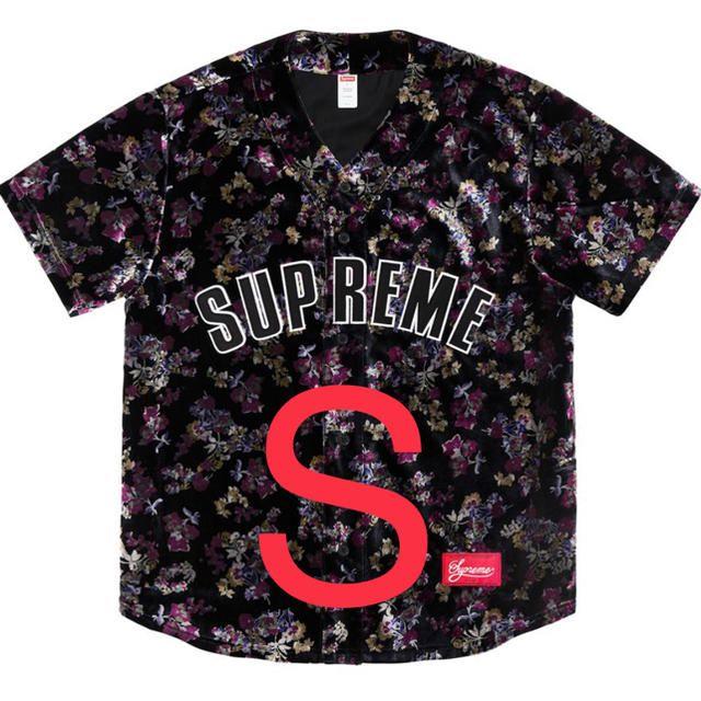 S Supreme Floral Velour Baseball Jersey