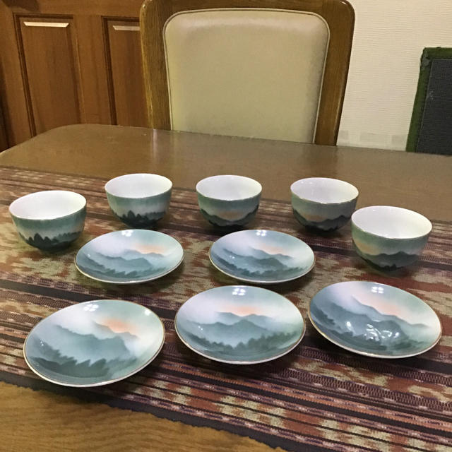 有田焼 若山 茶碗 5杯 菓子器( 小皿 ) 5枚 セット