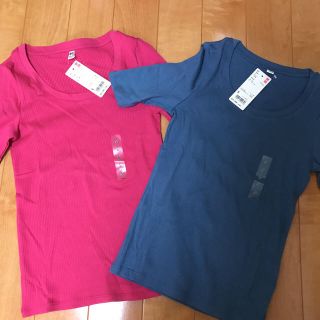 ユニクロ(UNIQLO)の専用！リブUネックT 4枚セット(Tシャツ(半袖/袖なし))