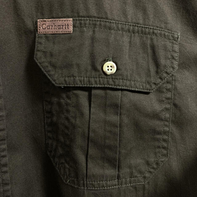 carhartt(カーハート)の人気 古着 90s カーハート carhartt 長袖 BDシャツ 革ロゴ メンズのトップス(シャツ)の商品写真