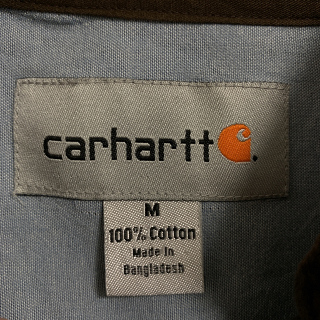 carhartt(カーハート)の人気 古着 90s カーハート carhartt 長袖 BDシャツ 革ロゴ メンズのトップス(シャツ)の商品写真