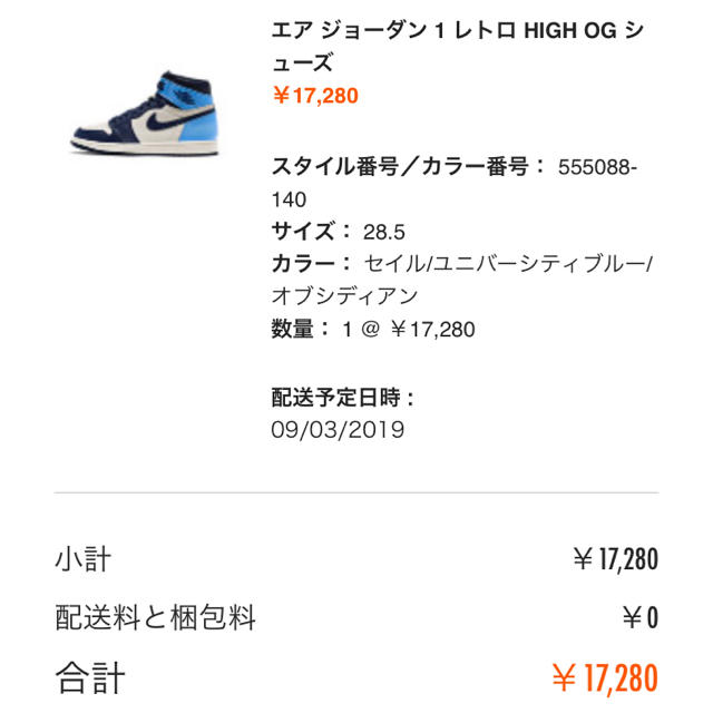 NIKE(ナイキ)の込 NIKE AIR JORDAN 1 RETRO HIGH OG 28.5cm メンズの靴/シューズ(スニーカー)の商品写真