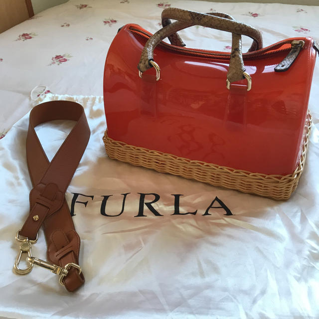 [お値下げしました]FURLA  キャンディかごバッグ フルラ　オレンジ