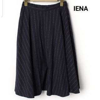 イエナ(IENA)のIENA イエナ 秋物 ストライプ柄フレアスカート ネイビー(ひざ丈スカート)