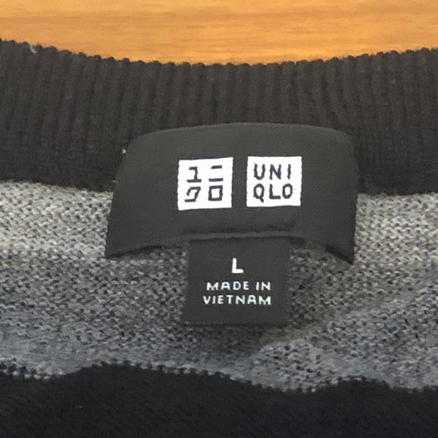 UNIQLO(ユニクロ)のUNIQLO セーター Lサイズ ボーダー 黒 薄手 メンズのトップス(ニット/セーター)の商品写真