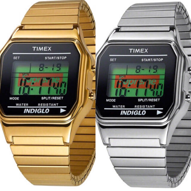 gold+silver Supreme Timex Digital Watch