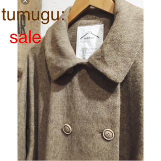 ツムグ(tumugu)のツムグ tumugu ウールリネンヘリンボーンコート 未使用品(ロングコート)