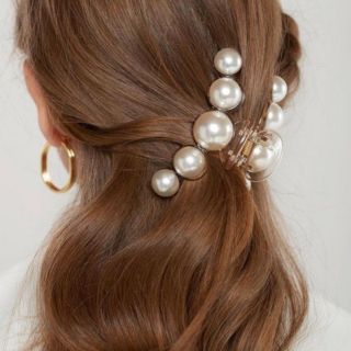 エイミーイストワール(eimy istoire)の新品　ビッグサイズパールバレッタ　ブラック(バレッタ/ヘアクリップ)