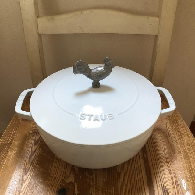 staub 24cm ワナベ Wa-NABE ホワイトストウブ