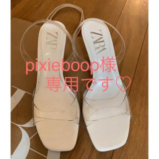 ザラ(ZARA)のZARA 白 ホワイト サンダル クリア 35サイズ (サンダル)