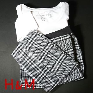 エイチアンドエム(H&M)のH&M チェックテーパードパンツ / ロングTシャツ付き(カジュアルパンツ)