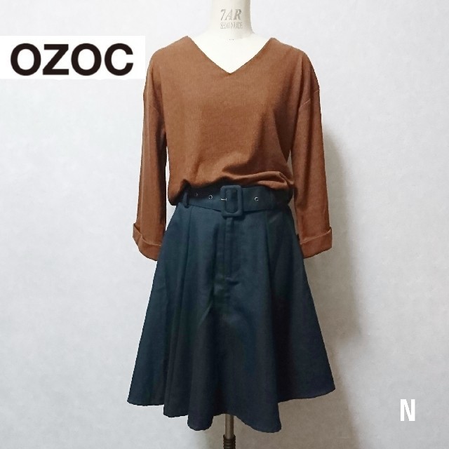 OZOC(オゾック)の【美品】OZOC　Vネックゆったりカットソー　ブラウン　Mサイズ レディースのトップス(カットソー(長袖/七分))の商品写真