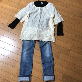 リネン チュニック 生成り 140cm 美品(ワンピース)