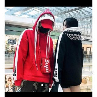 シュプリーム(Supreme)の男女兼用 XXL 2色 裏起毛 Wフード & Wポケット パーカー アメカジ (パーカー)