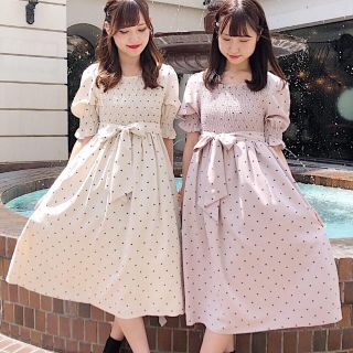 エブリン(evelyn)のピンク♡着るだけで可愛いハート柄のロングワンピ♡ガーリーから大人可愛いコーデに♡(ロングワンピース/マキシワンピース)