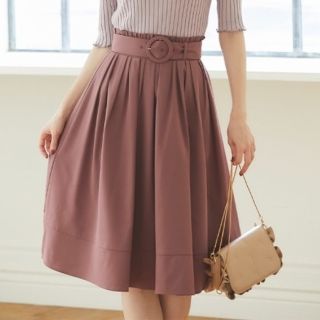 トッコ(tocco)のトッコクローゼット♡ベルト付プチフリル装飾フレアスカート♡ピンクブラウン(ひざ丈スカート)